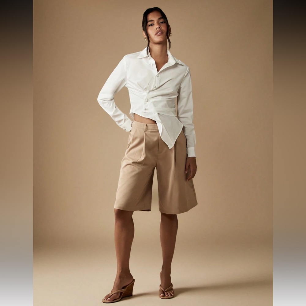 MISSGUIDED Wide Leg Bermuda Trouser Shorts With Pleated Front Size XL